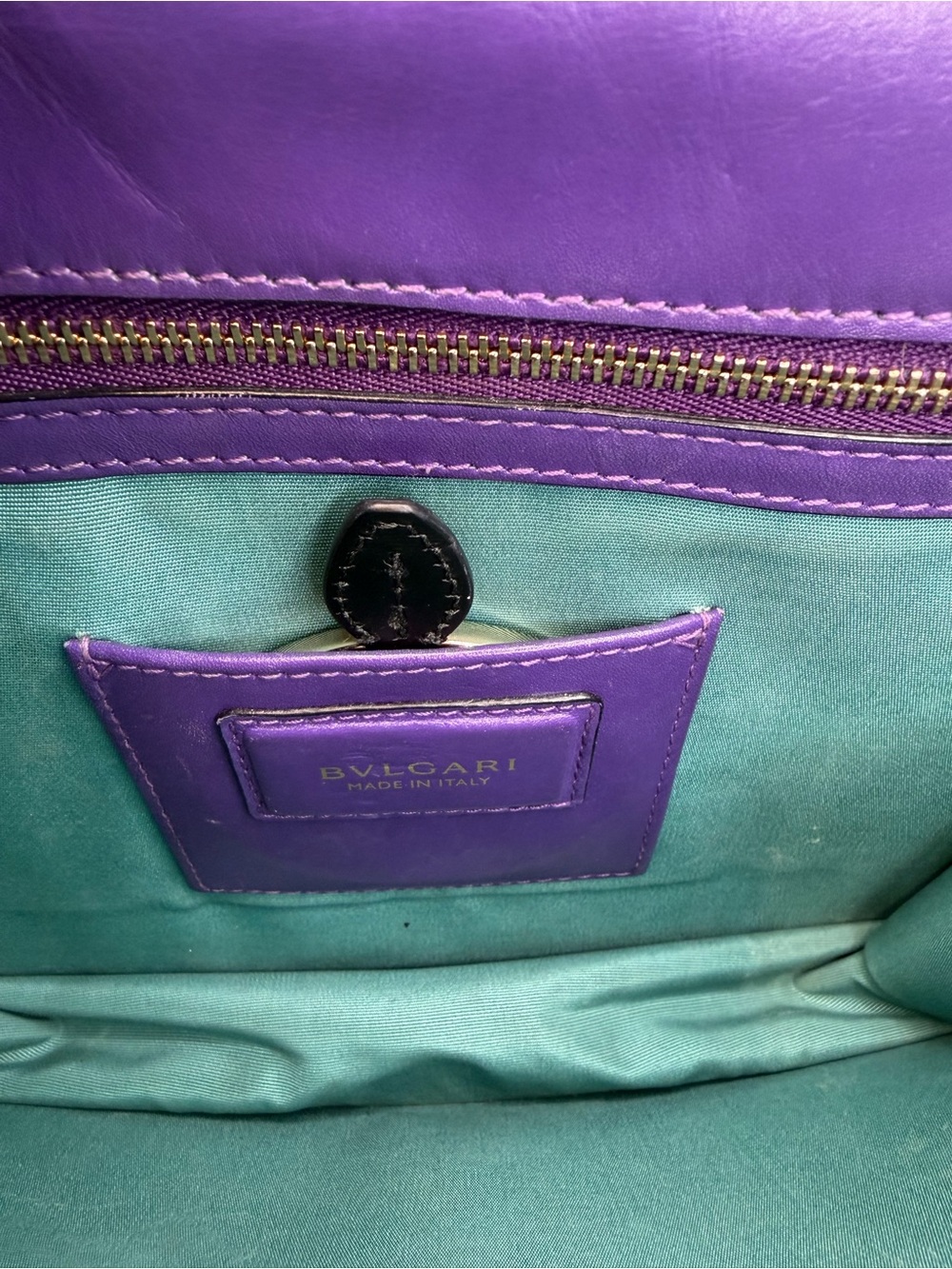 Bvlgari Purple Calfskin Serpenti Forever Crossbody Bag with Gold Chain & Mirror - Picture 7 of 16